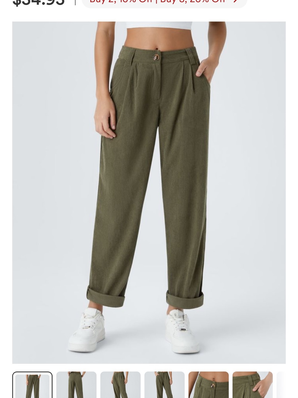 Halara Mid Rise Zipper Pocket Corduroy Casual Pants NWT